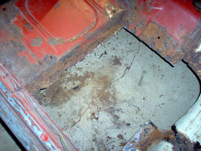 cut out floor section rust removed