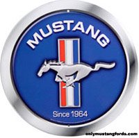 blue mustang logo sign